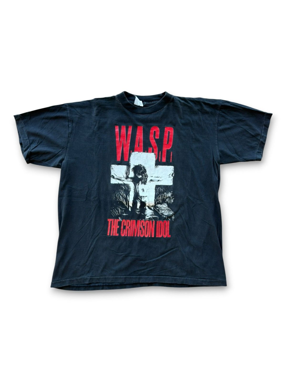 Band Tees *RARE* THE W.A.S.P 90s HEAVY METAL TOUR FRANCE CRIMSON IDOL Size US XL / EU 56 / 4 - 7 Thumbnail