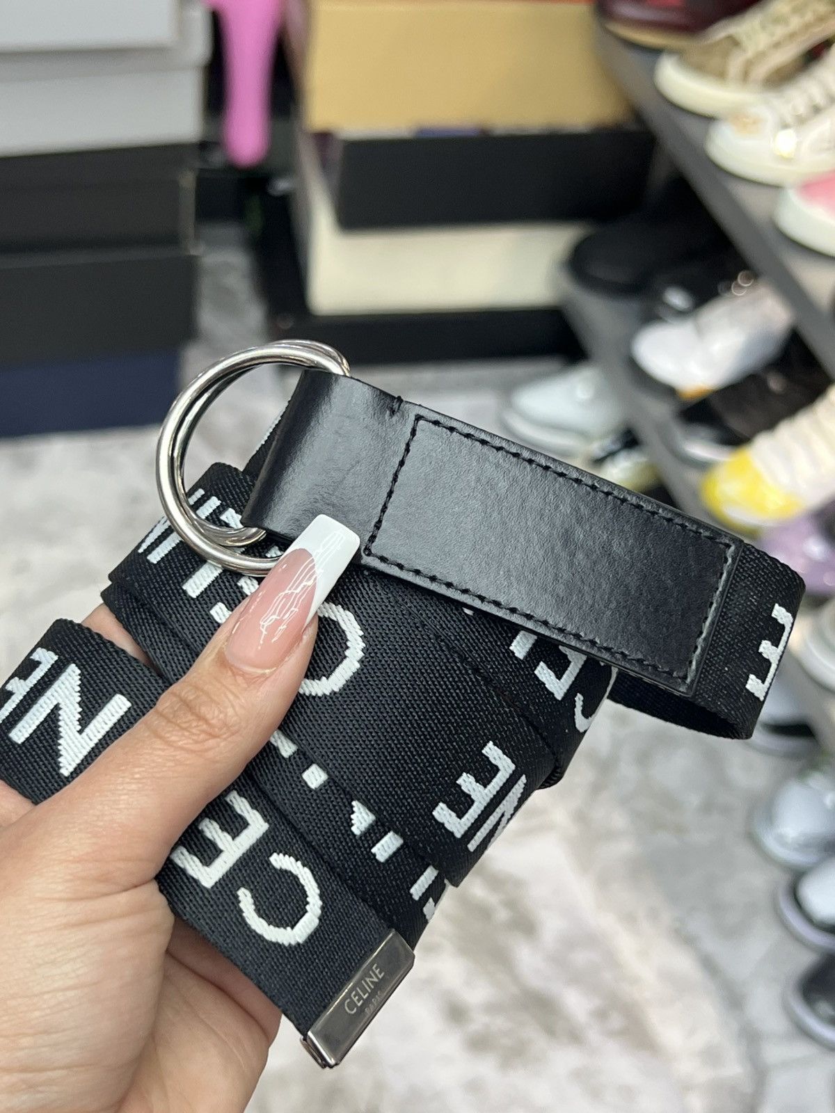 Celine Celine Logo Canvas Belt Size 42 - 1 Thumbnail