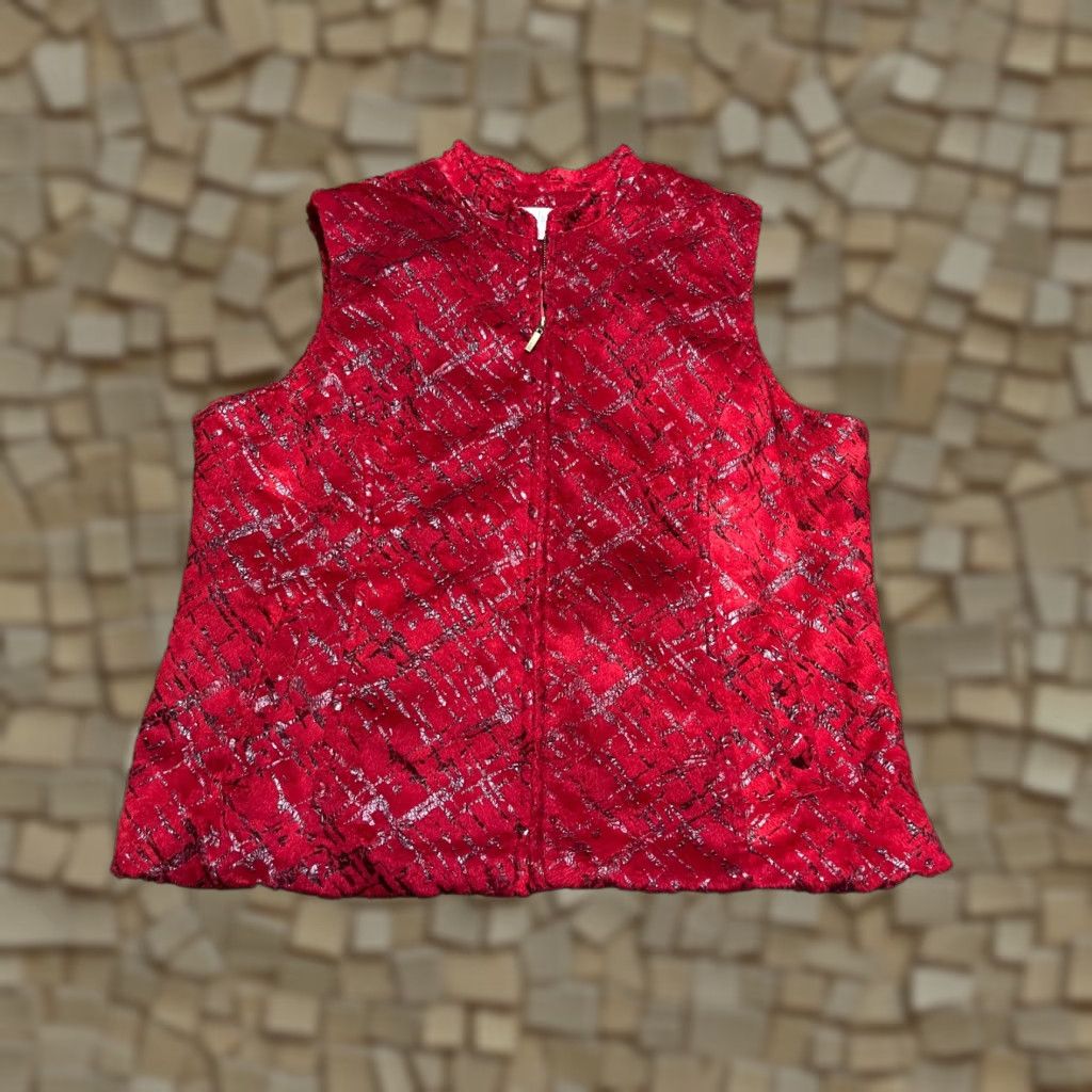 Vintage Erin London Jacket Women's XL Red Sleeveless Full Zip Casual Basic Jacket Size XL / US 12-14 / IT 48-50 - 1 Thumbnail