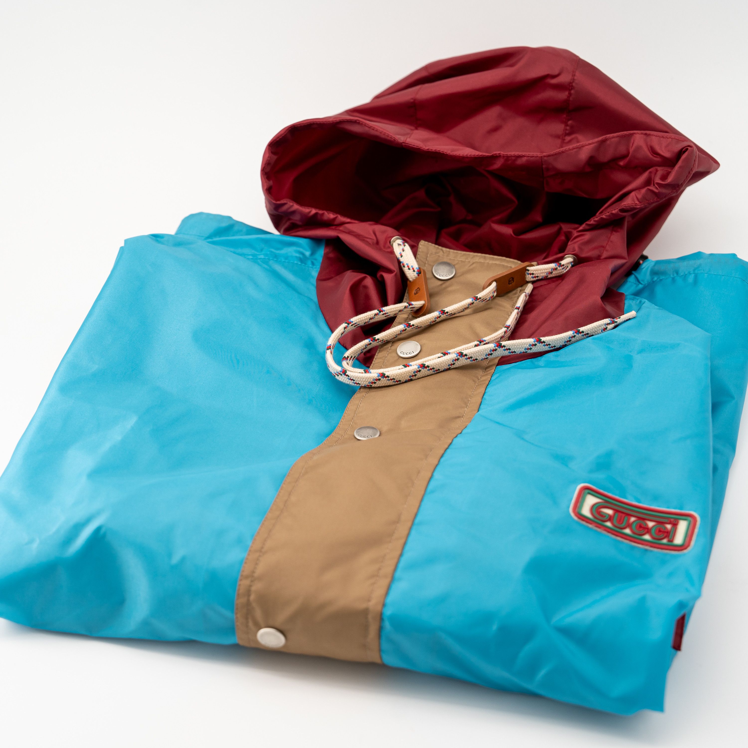 Gucci 48 M Gucci Hooded Block Jacket Windbreaker Blue Beige Red Size US M / EU 48-50 / 2 - 8 Thumbnail