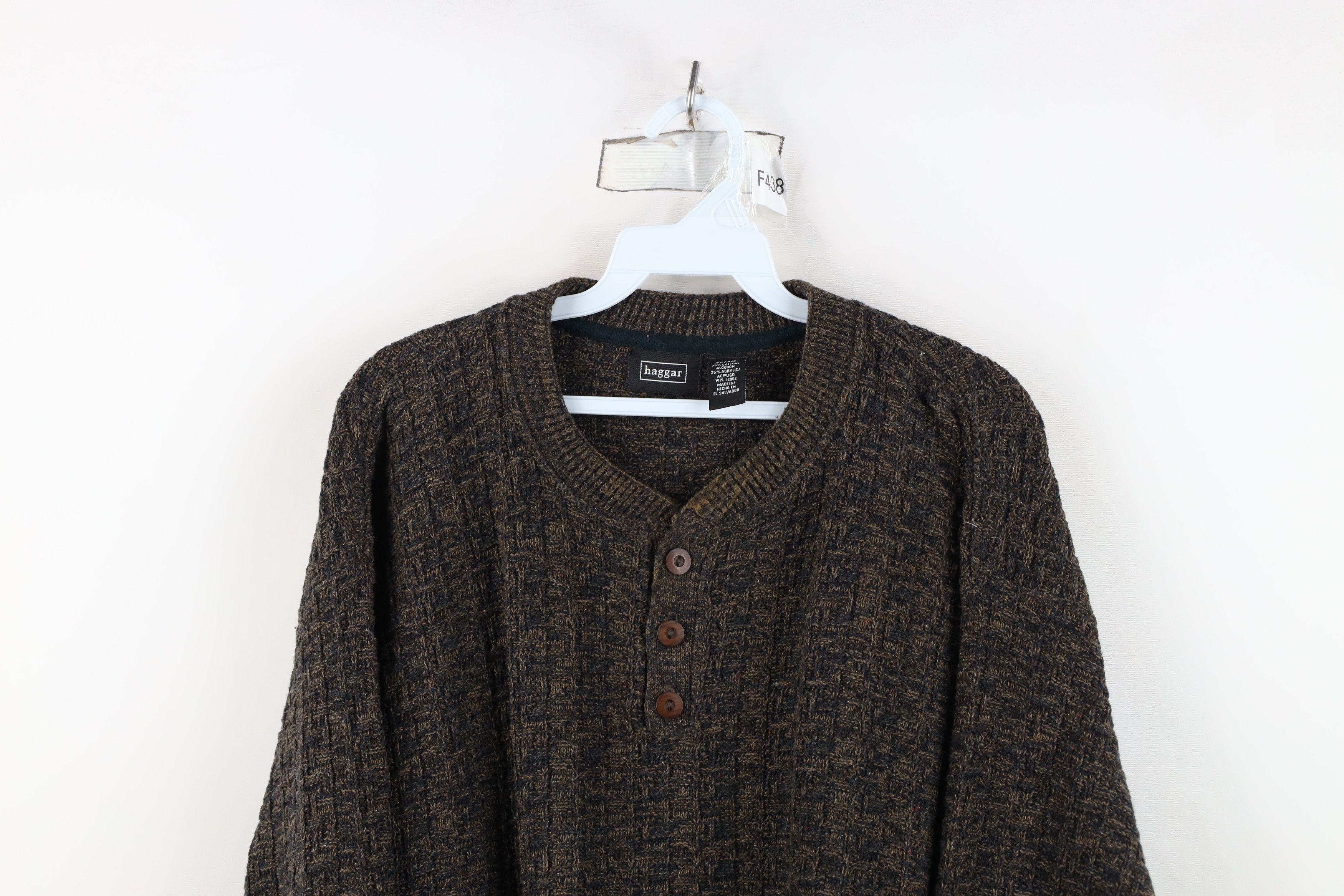 Vintage Vintage 90s Y2K Streetwear Knit Henley Sweater Heather Brown Size US XL / EU 56 / 4 - 2 Thumbnail
