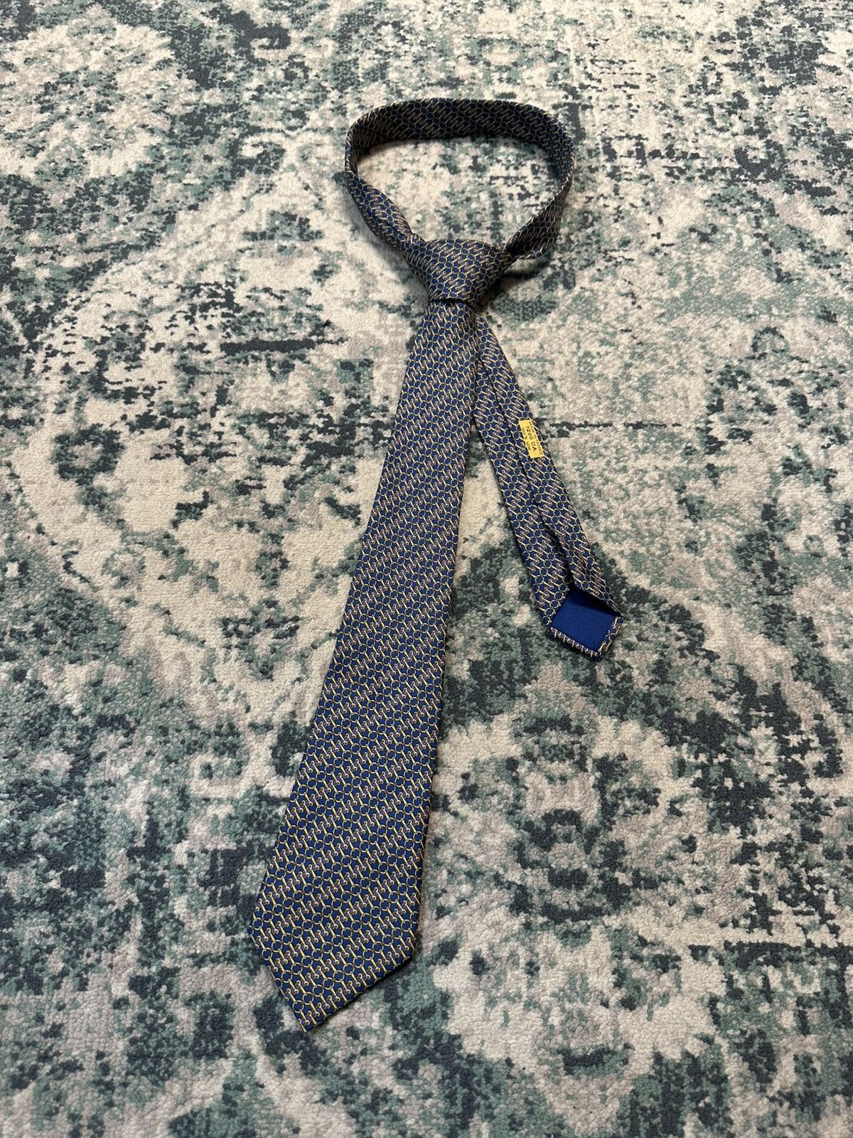 Hermes Hermes Paris Chain Pattern 100% Silk Tie (7200 UA) Size ONE SIZE - 3 Thumbnail