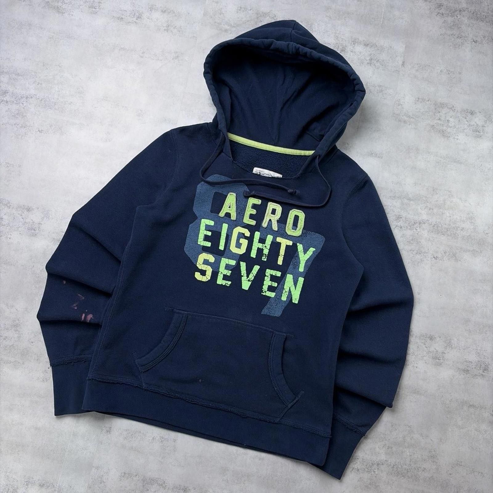 Aeropostale Y2K Navy Aeropostale Grunge Distressed Skater Hoodie Size M / US 6-8 / IT 42-44 - 2 Thumbnail