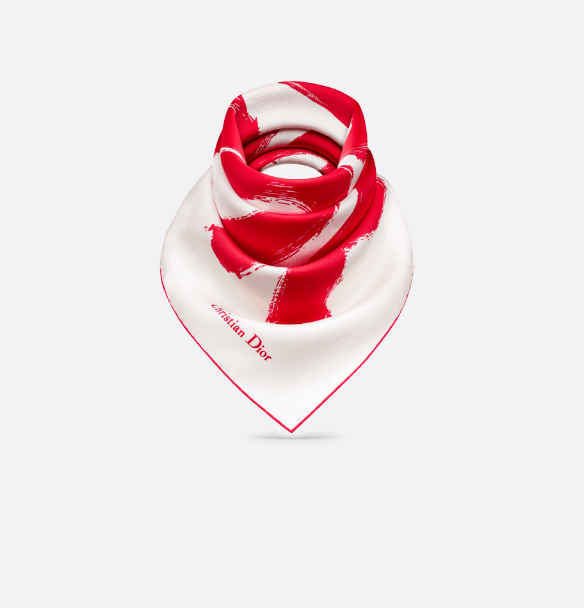 Dior o1w1db10625 Size : OS / Square Scarf in White/Red Size ONE SIZE - 3 Thumbnail