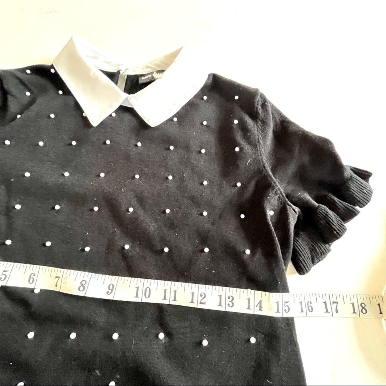 Karl Lagerfeld Karl Lagerfeld black knit pearl detail sweater size XS Size XS / US 0-2 / IT 36-38 - 8 Thumbnail