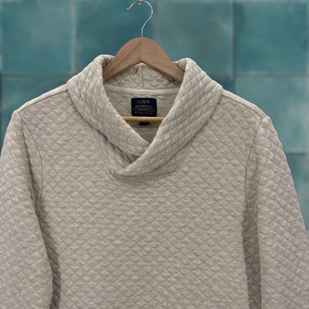 J.Crew VINTAGE J.CREW Sweatshirt Mens Small Beige Quilted Shawl Collar Preppy Fleece Pullover Size US S / EU 44-46 / 1 - 1 Thumbnail