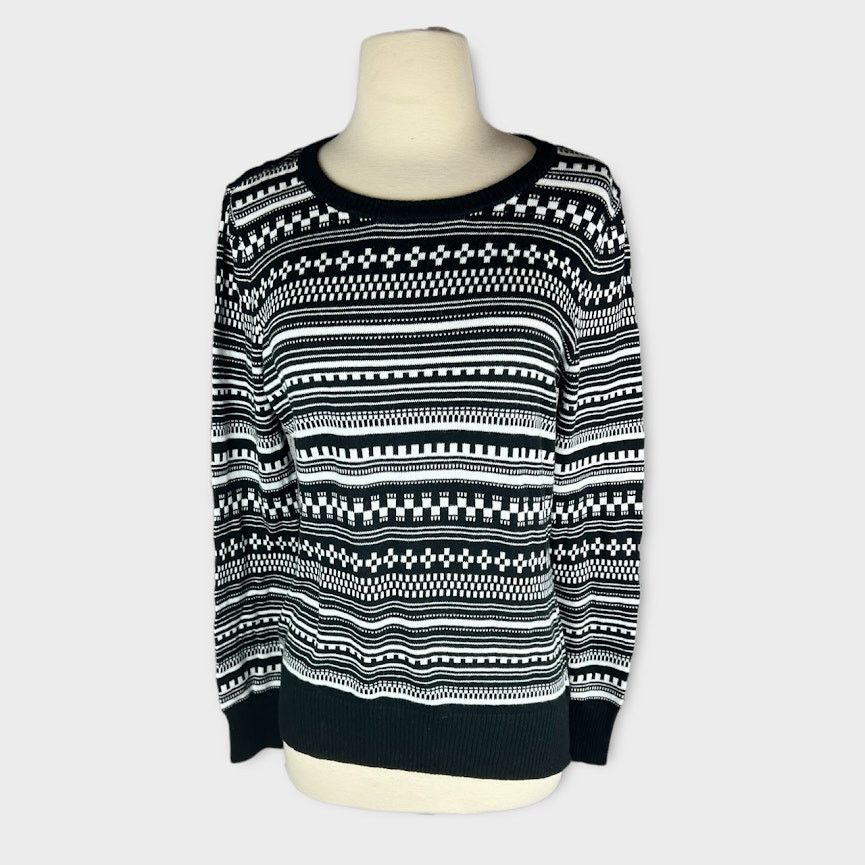 Merona Merona | Fair Isle Sweater | Size Large | Black & White Size L / US 10 / IT 46 - 2 Thumbnail