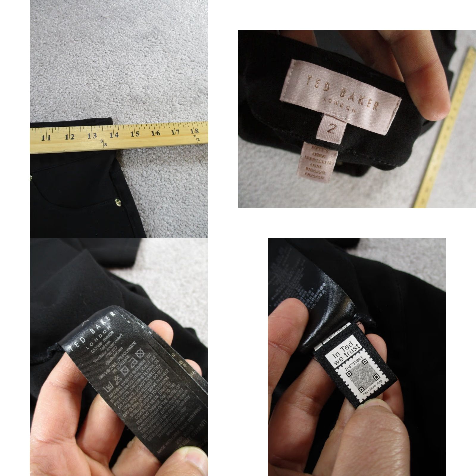 Ted Baker VINTAGE Ted Baker Women’s Pants Skinny Ankle Black Size 2 Stretch Polyamide Spandex Viscose Size 26" / US 2 / IT 38 - 8 Thumbnail
