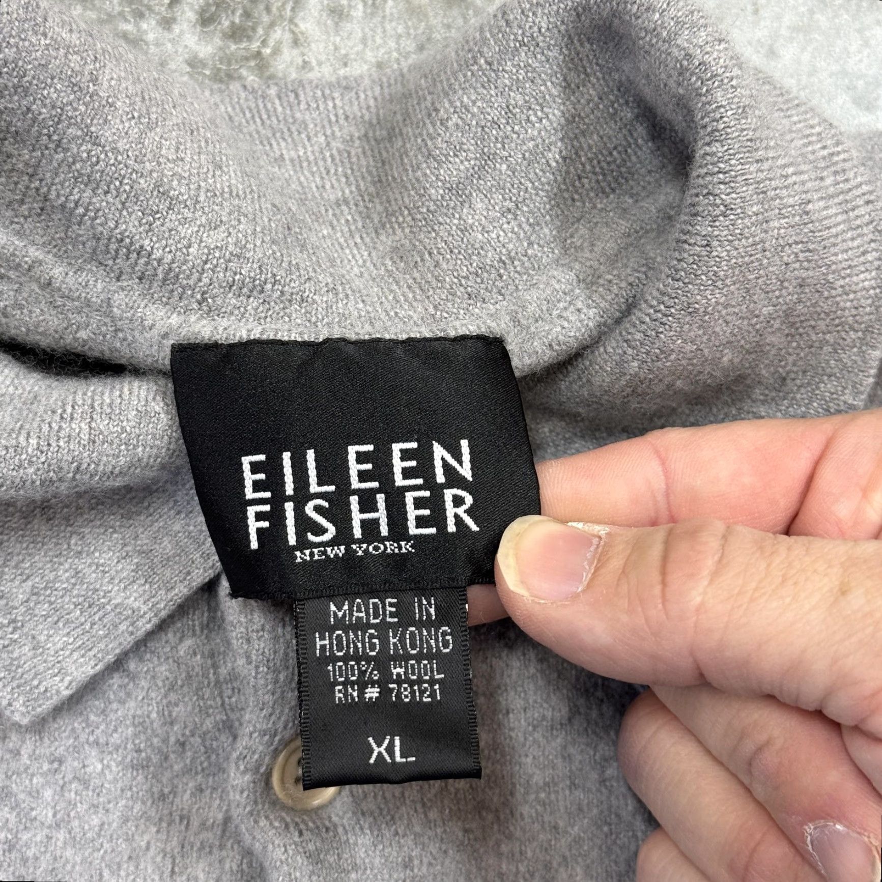 Eileen Fisher Eileen Fisher Sweater Womens XL Gray 100% Wool Polo Collar 3 Button Pullover Size XL / US 12-14 / IT 48-50 - 3 Thumbnail