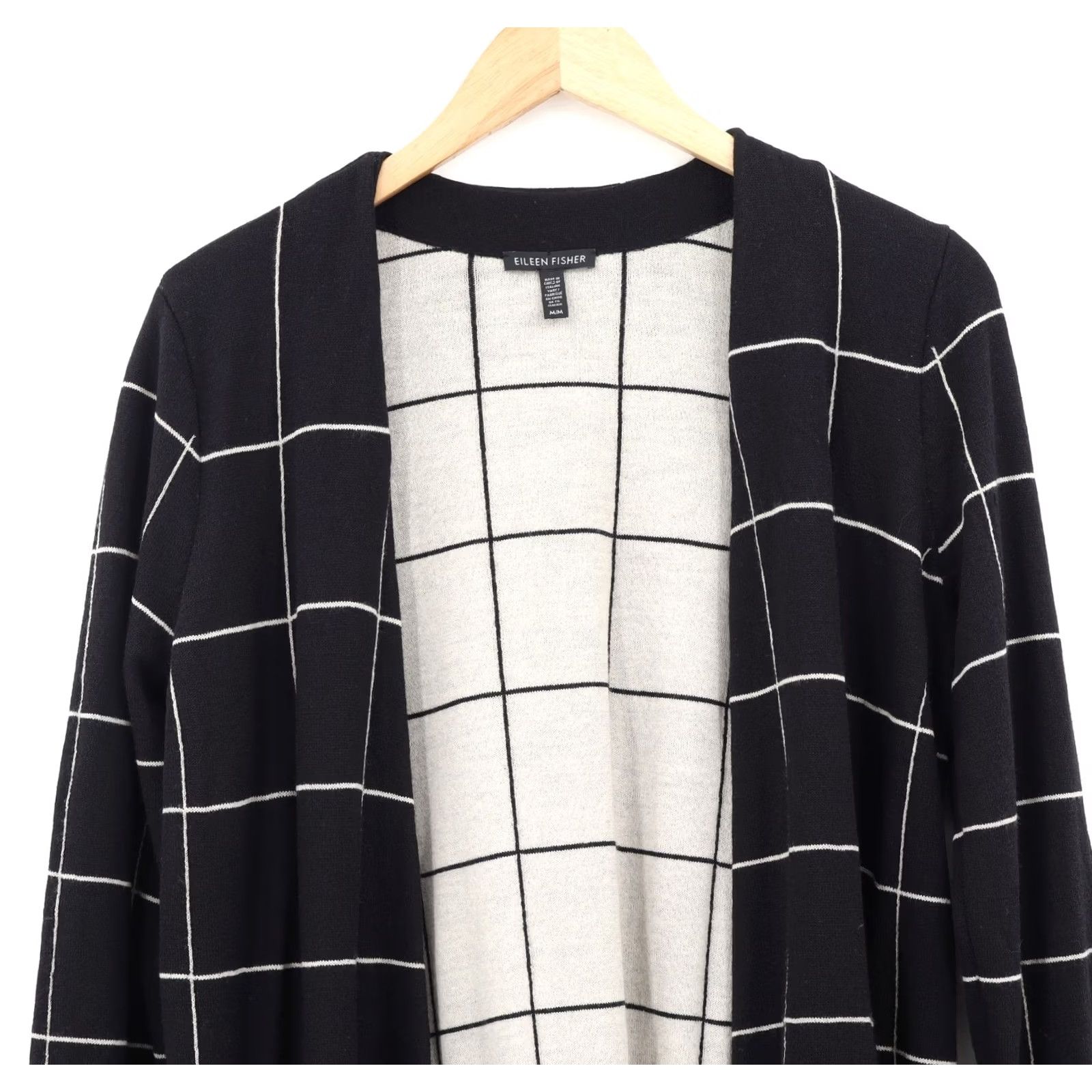 Eileen Fisher Eileen Fisher Women's Cardigan Wool Open Front Black Sz M Regular Knit Lightweight Open Front Cardigan Sweater Size M / US 6-8 / IT 42-44 - 3 Thumbnail