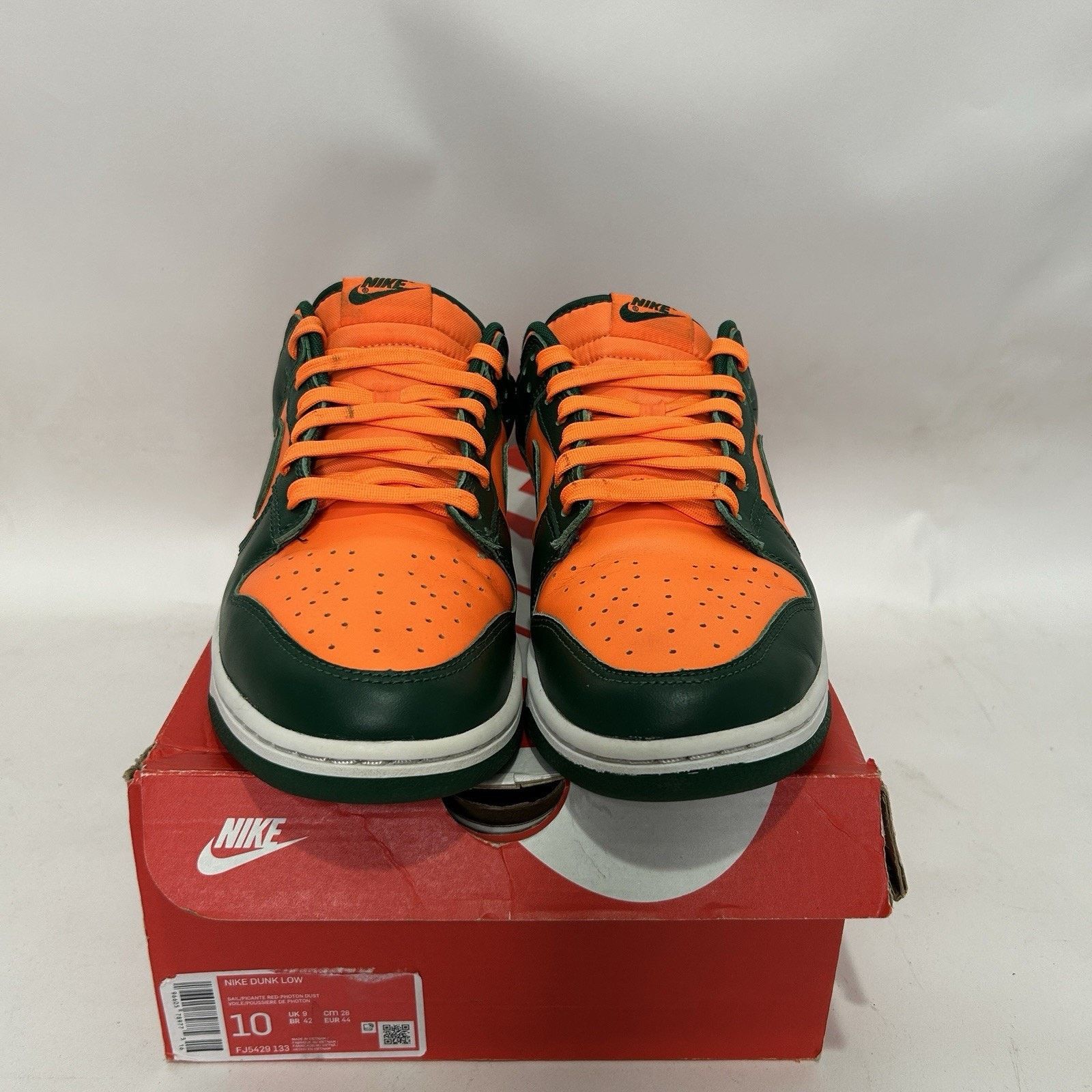 Nike Nike Dunk Low Retro “Miami Hurricanes/Gorge Green” Size US 10 / EU 43 - 2 Thumbnail