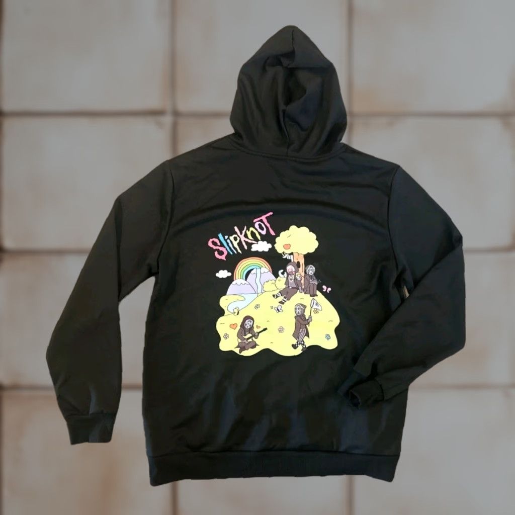 Vintage Slipknot Hoodie L Black Mens Regular 45” Chest Double Sided Pocket Hooded Graphic Print Rock Metal All Seasons Pullover Size US L / EU 52-54 / 3 - 1 Thumbnail