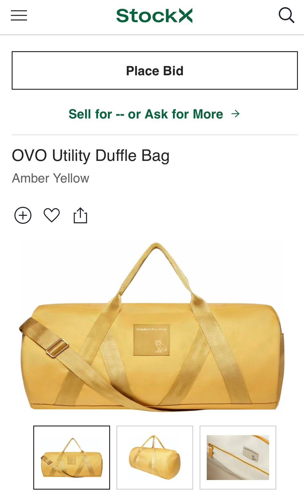 OVO Shoulder Bag Amber Yellow