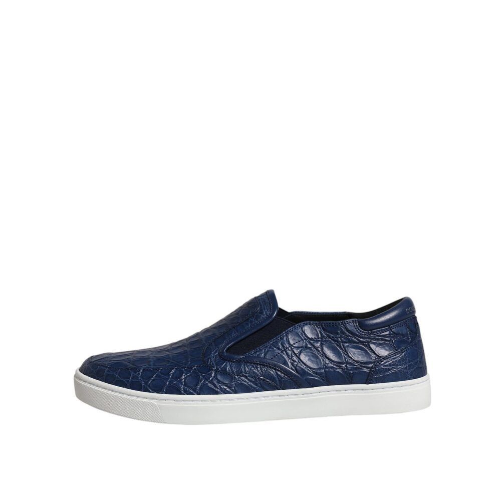 Dolce & Gabbana Dolce & Gabbana Blue Croc Exotic Leather Men Sneakers Shoes Size US 8 / EU 41 - 3 Thumbnail