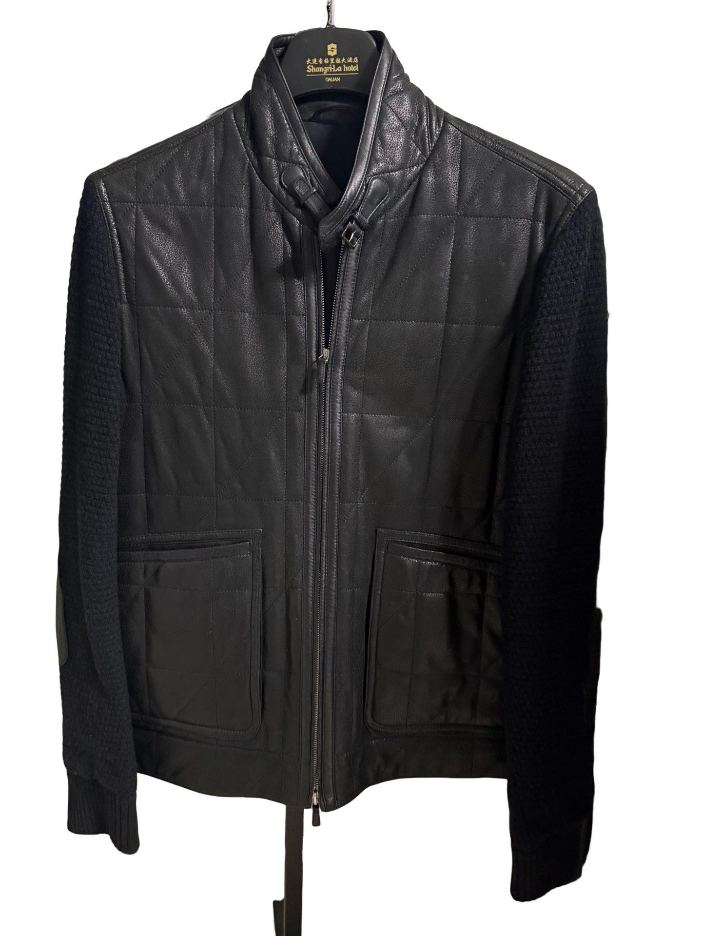 Z Zegna Zegna Quilted Diamond Leather Knit Jacket 50 Size US M / EU 48-50 / 2 - 1 Thumbnail