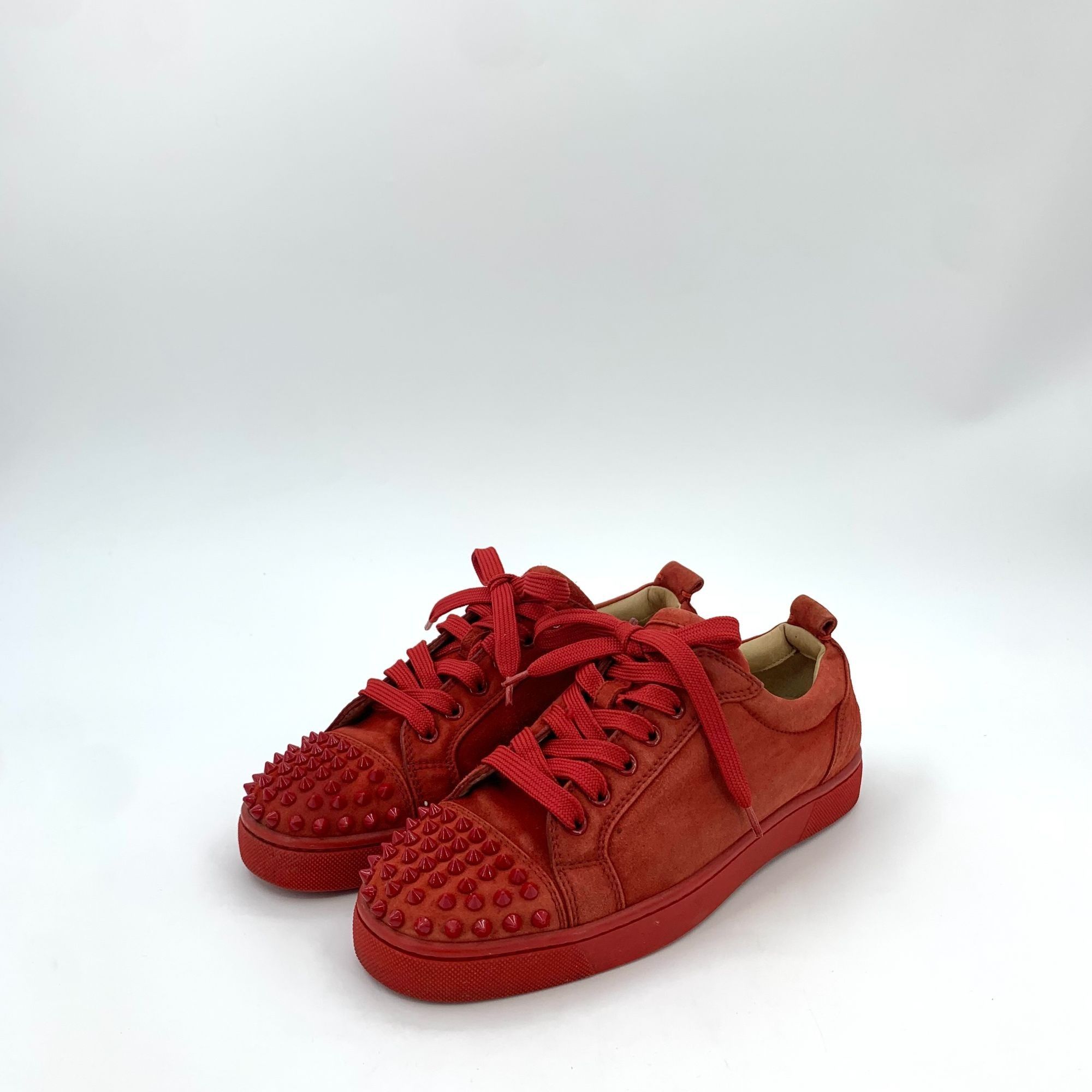Christian Louboutin Christian Louboutin Red Studded Lace-Up Sneakers (Size 39.5) Size US 9.5 / IT 39.5 - 1 Thumbnail