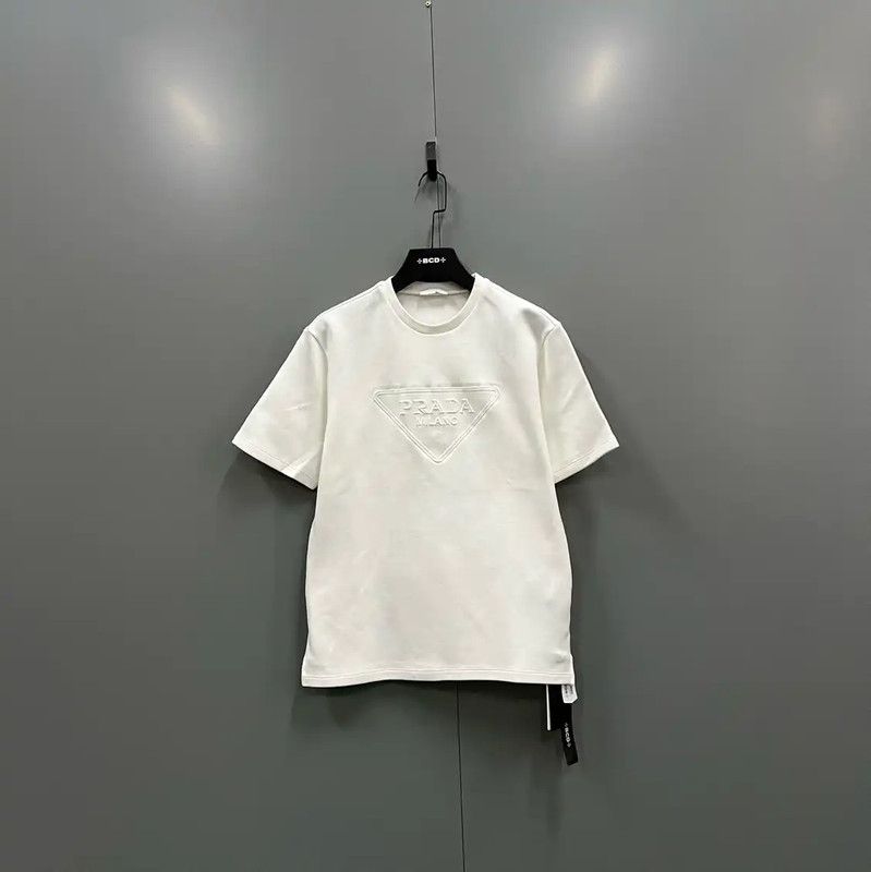 Prada Prada Summer White Cotton Short Sleeve T-Shirt Size US M / EU 48-50 / 2 - 1 Thumbnail