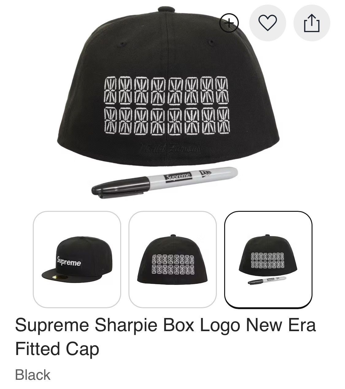Supreme Supreme Box Logo Sharpie Hat Black Fitted 7 5/8 Size ONE SIZE - 3 Thumbnail