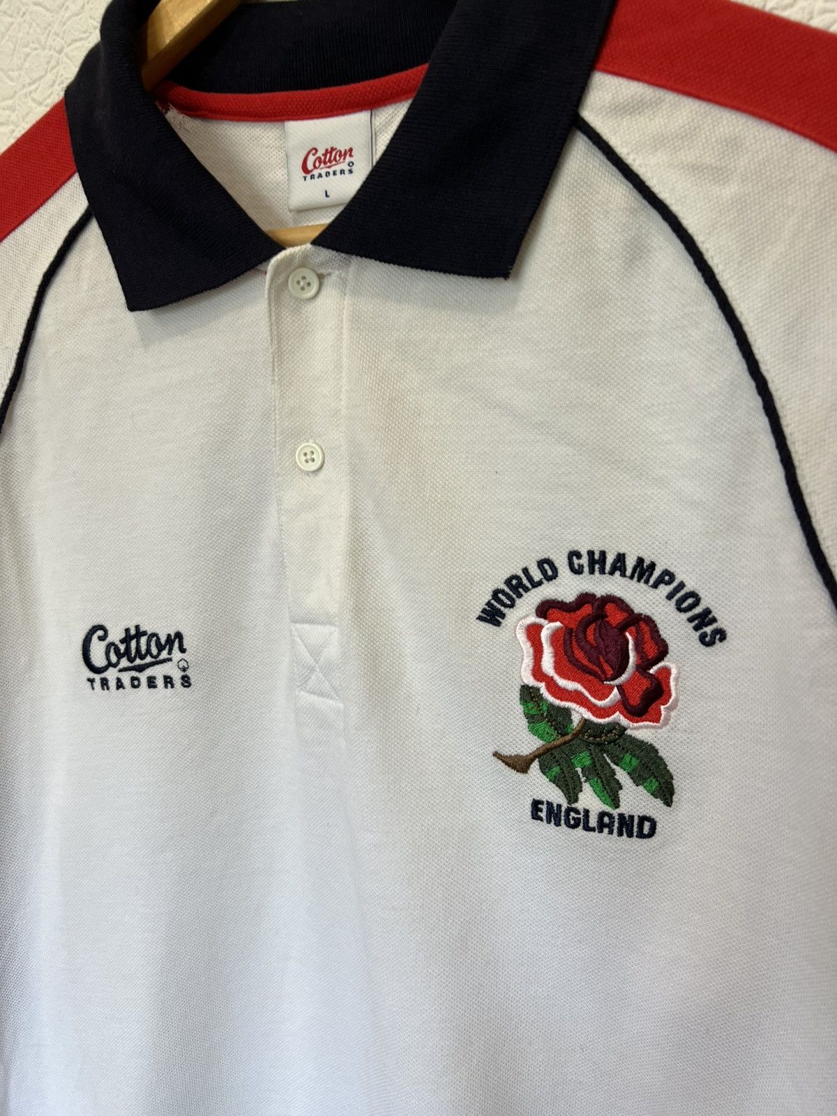 Cotton Traders Vintage 90s Cotton Traders England Rugby Polo Shirt Rare Size US L / EU 52-54 / 3 - 3 Thumbnail