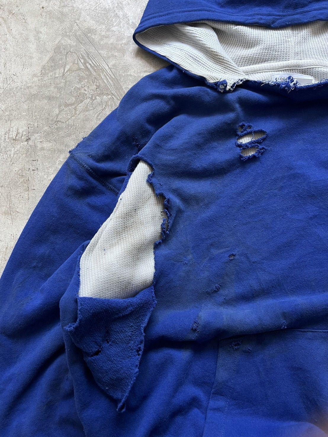 Vintage Thrashed Vintage 90s Thermal Hoodie Distressed Grunge Size US S / EU 44-46 / 1 - 4 Thumbnail