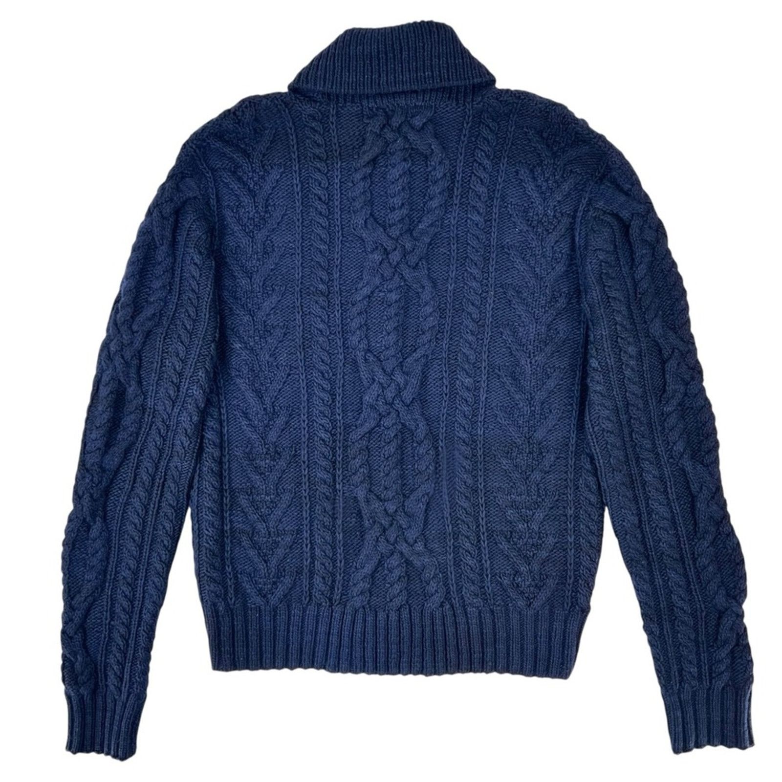 Ralph Lauren Purple Label Navy Blue Cable Knit Wool Cardigan Size US M / EU 48-50 / 2 - 2 Thumbnail