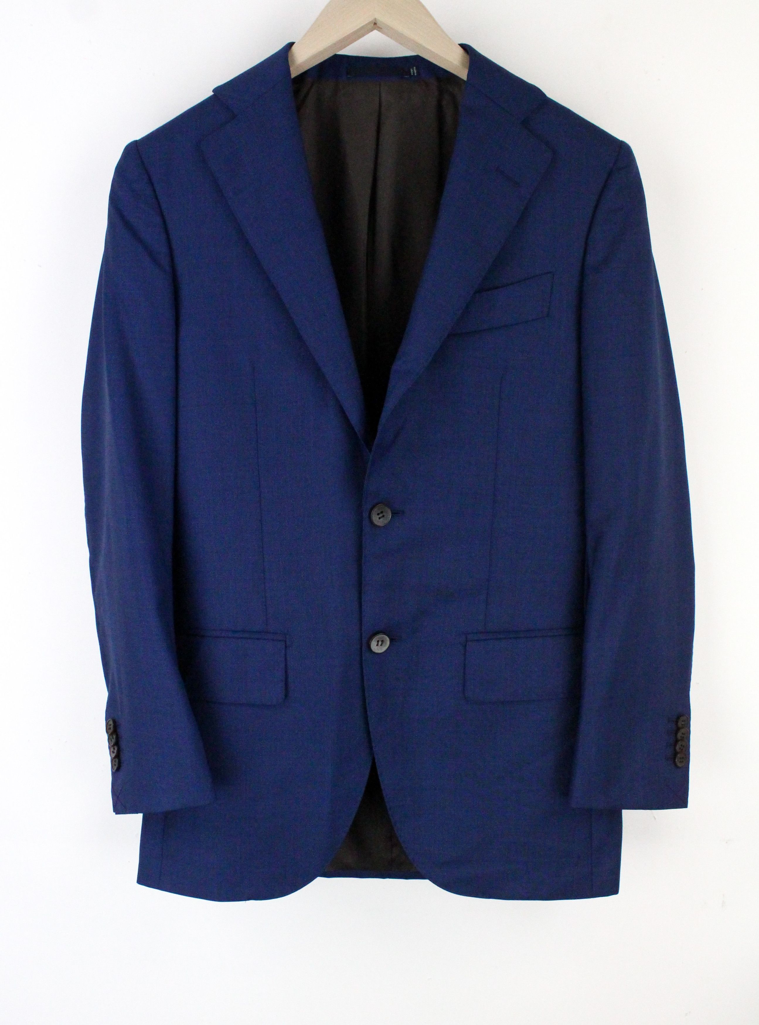image of Suitsupply Lazio Uk32R Slim Navy Melange Check Wool Blazer 64093 in Blue, Men's (Size 34S)