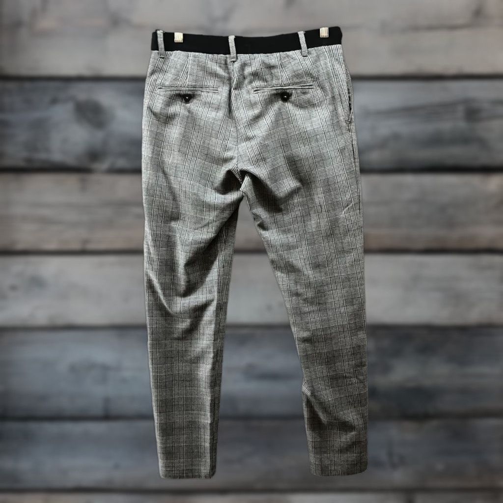 Zara Zara Slim Fit Stretch Pants Mens XS Gray Plaid Trouser Size US 27 - 1 Thumbnail