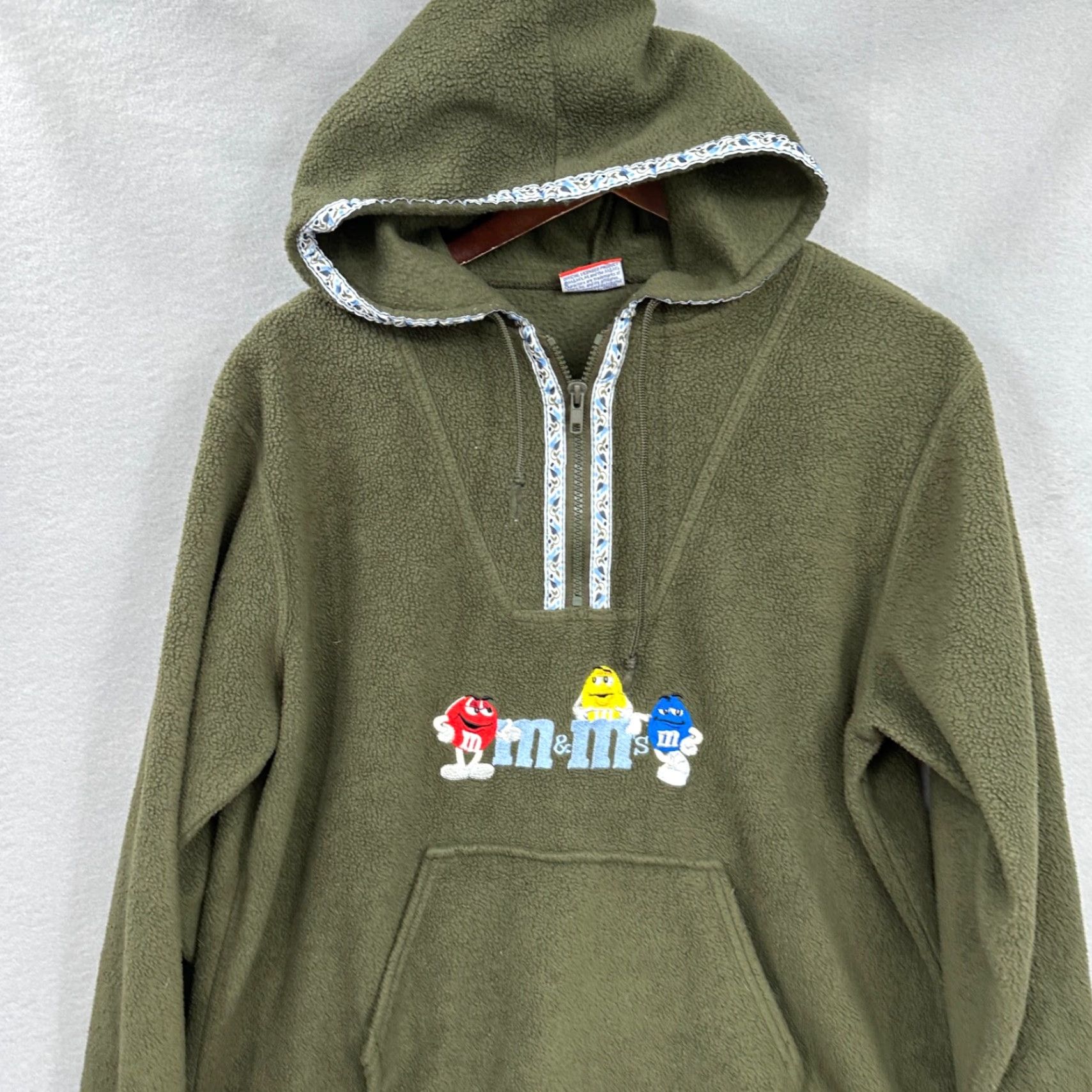 MNML VINTAGE MnM Hoodie Shirt Womens M Green 90s Hooded Pullover Fleece Zip M&Ms Y2K Classic Summer Winter Fall Casual Business Travel Golf? Size M / US 6-8 / IT 42-44 - 2 Thumbnail