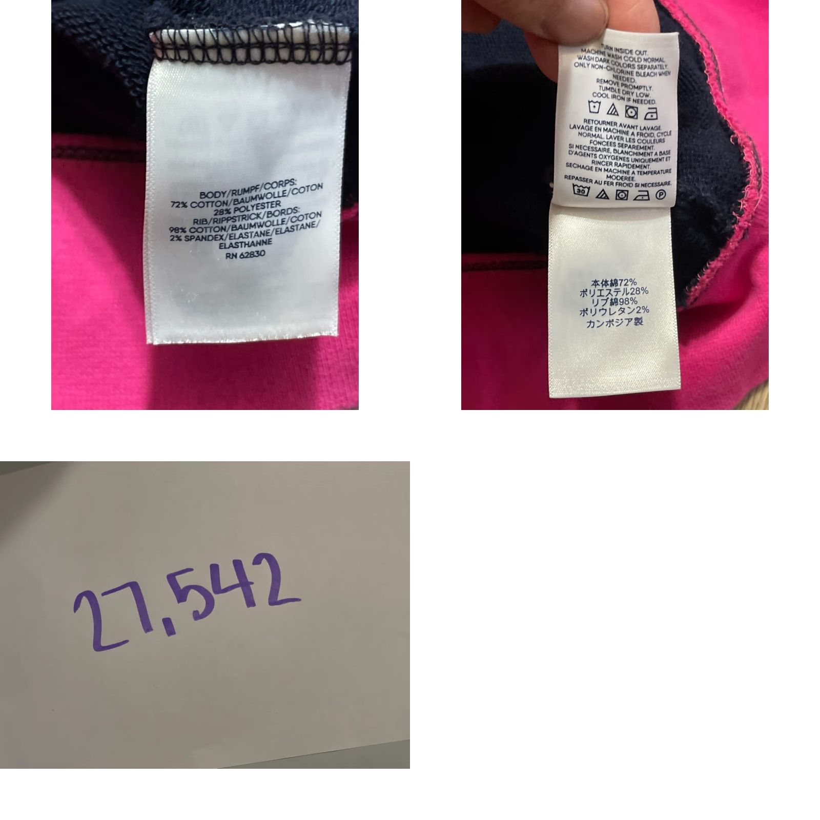 Lands' End Lands' End Sweater Women's Size Medium Pullover Crew Neck Long Sleeve Dark Blue Pink Solid Casual Fall Spring Summer Regular Womens Size M / US 6-8 / IT 42-44 - 8 Thumbnail