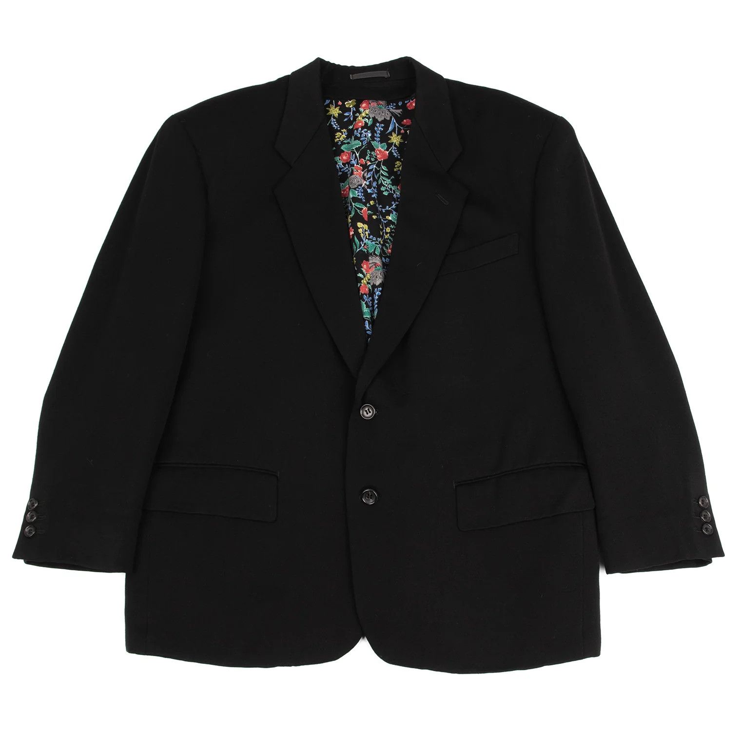 Comme des Garcons Homme Plus Flower Liner Wool 2B Jacket in Black Size S Size US S / EU 44-46 / 1 - 1 Thumbnail