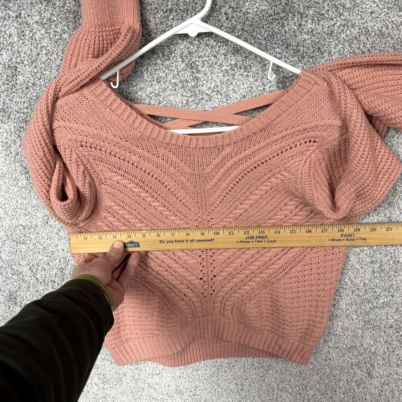 Almost Famous Almost Famous Sweater Womens M Pink Waffle-Knit V-Neck Criss-Cross Back Balloon Sleeve Purled Ribbed Hem Casual Fall Outfit Size M / US 6-8 / IT 42-44 - 4 Thumbnail