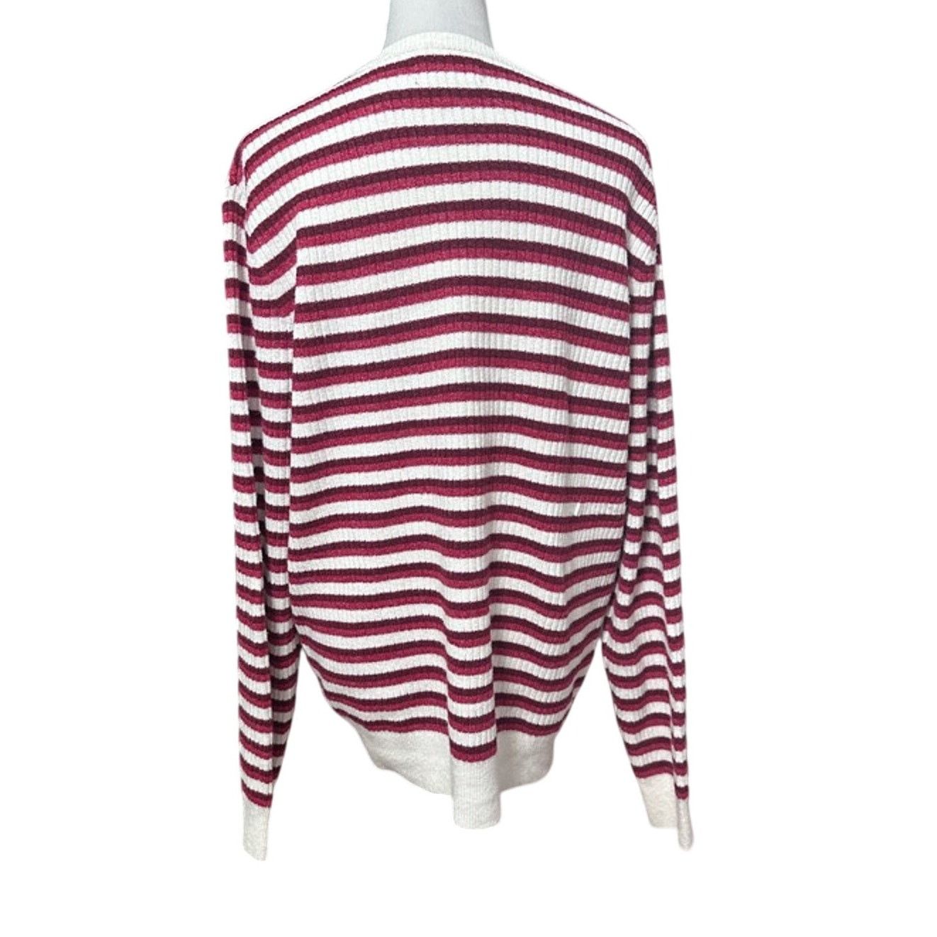 Nordstrom Nordstrom Sweater Striped Ribbed Long Sleeve Red/White XL Size XL / US 12-14 / IT 48-50 - 4 Thumbnail