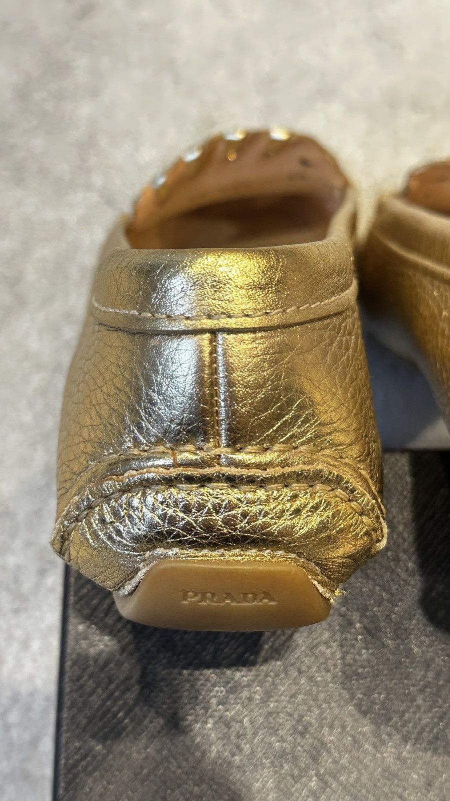 Prada Gold Leather Prada Loafers Size US 10 / IT 40 - 8 Thumbnail