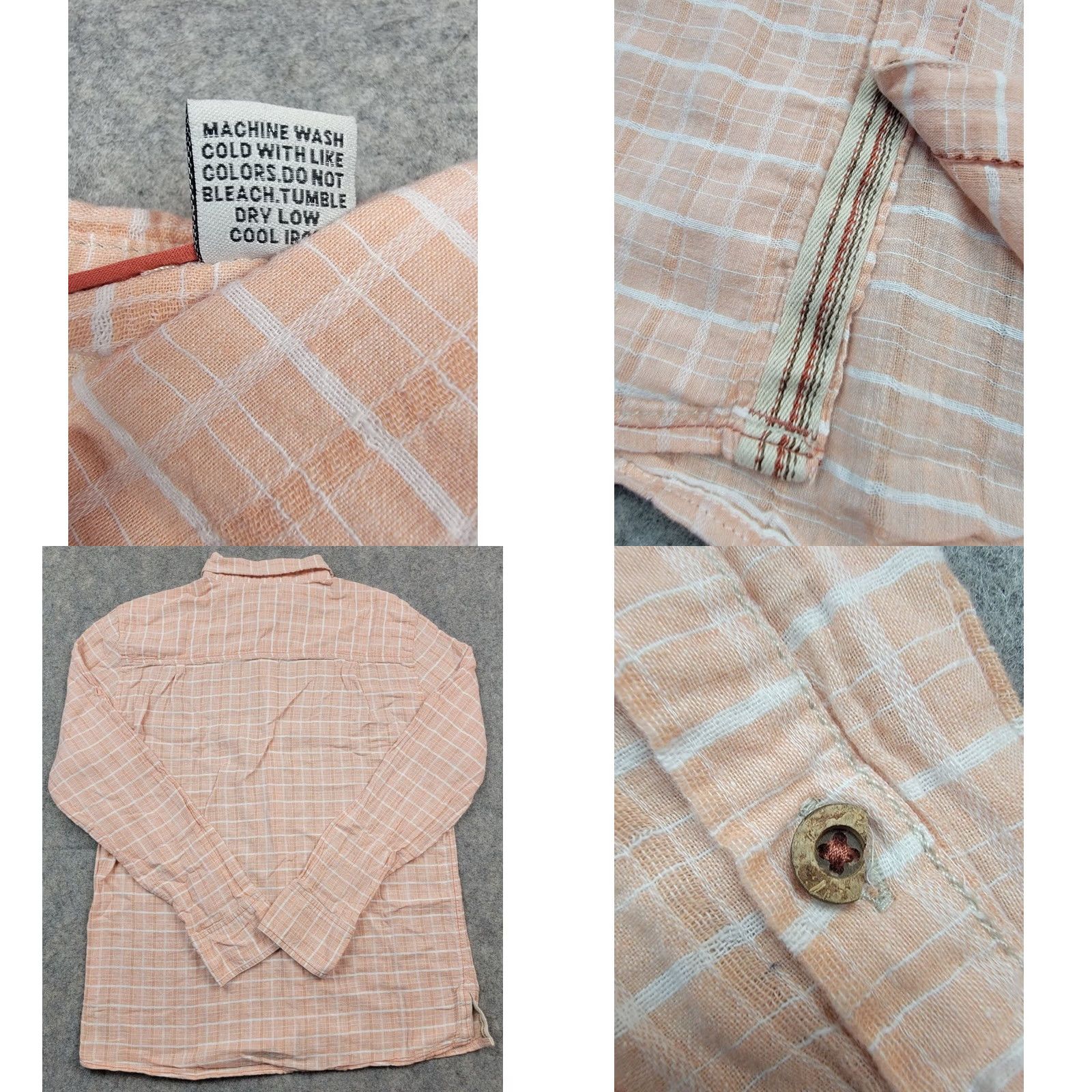 Carbon2Cobalt Carbon 2 Cobalt Shirt Mens Large Pink White Plaid Linen Blend Button Up Size US L / EU 52-54 / 3 - 8 Thumbnail
