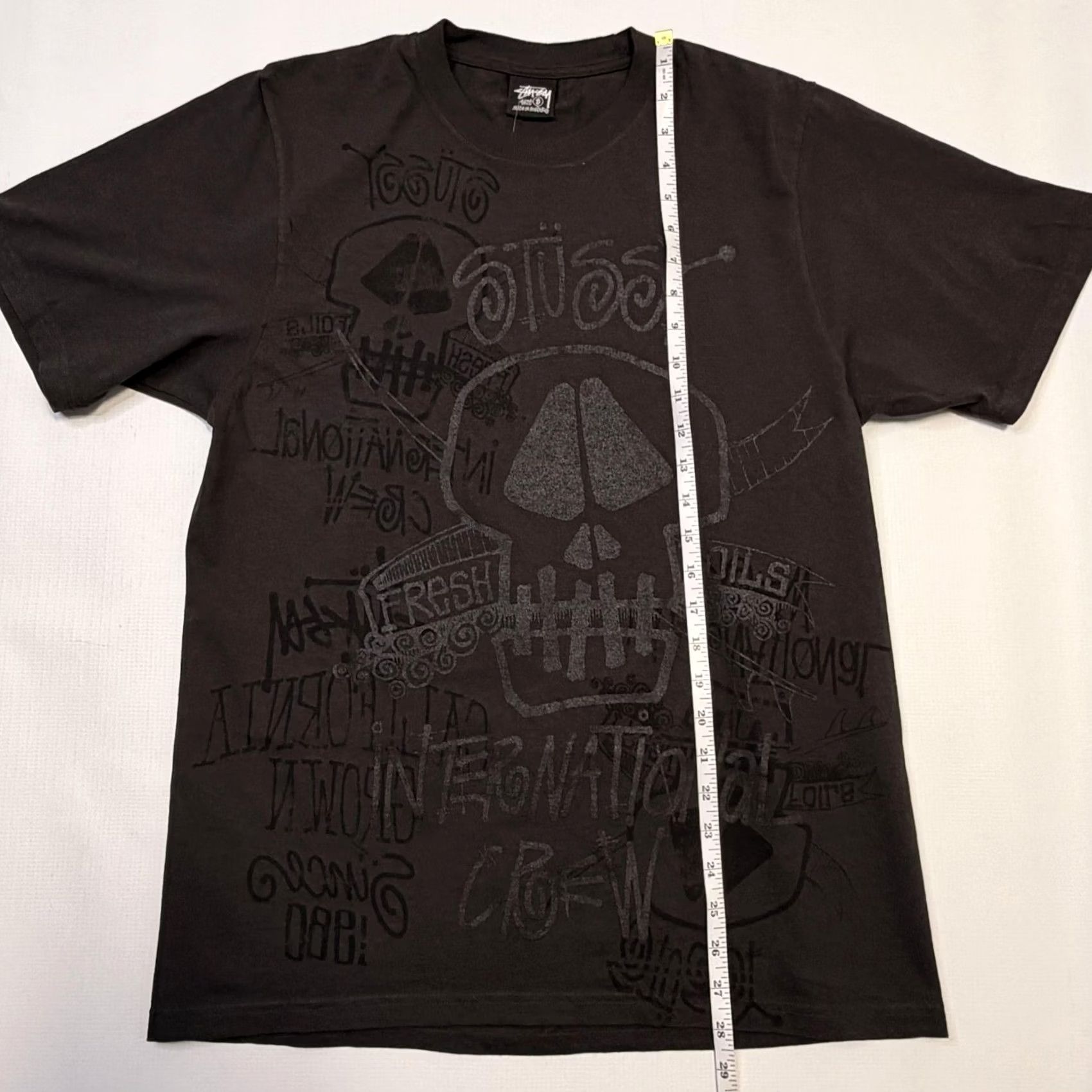 Vintage Stussy Shirt Mens S Faded Black Skulls Pig Dyed Tee Graphic Streetwear Size US S / EU 44-46 / 1 - 3 Thumbnail