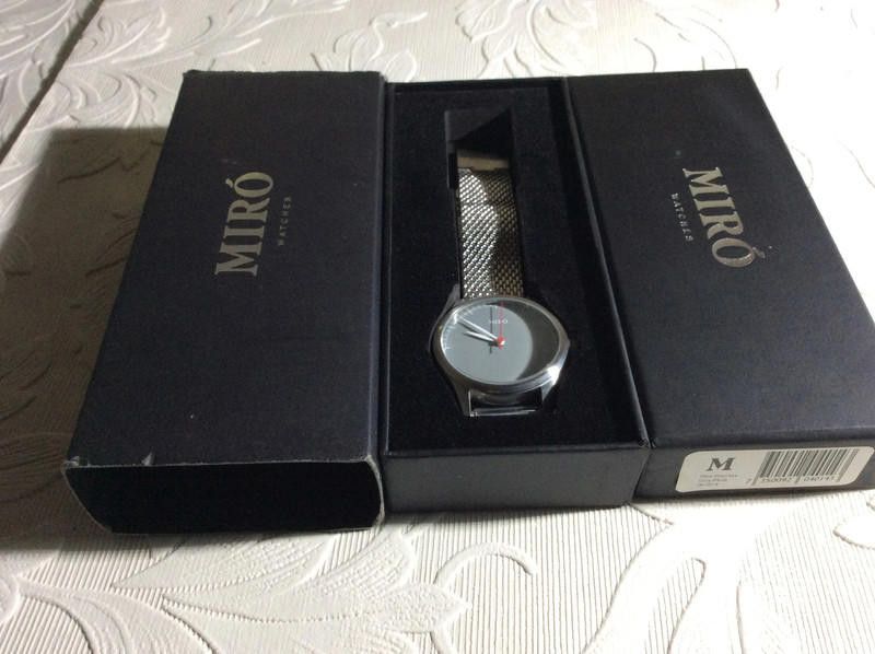 Miro men's grey dial mesh stainless steel bracelet watch