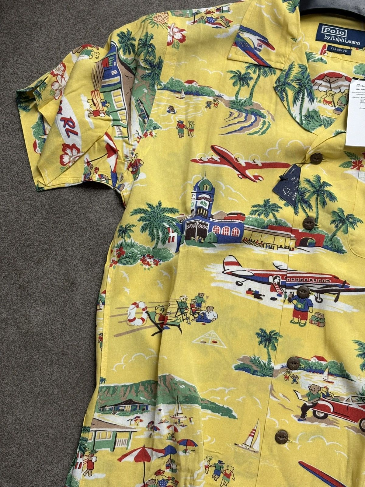 Polo Ralph Lauren Yellow Hawaiian Shirt Bear Print Ralph Lauren Men’s XS Size US XS / EU 42 / 0 - 2 Thumbnail