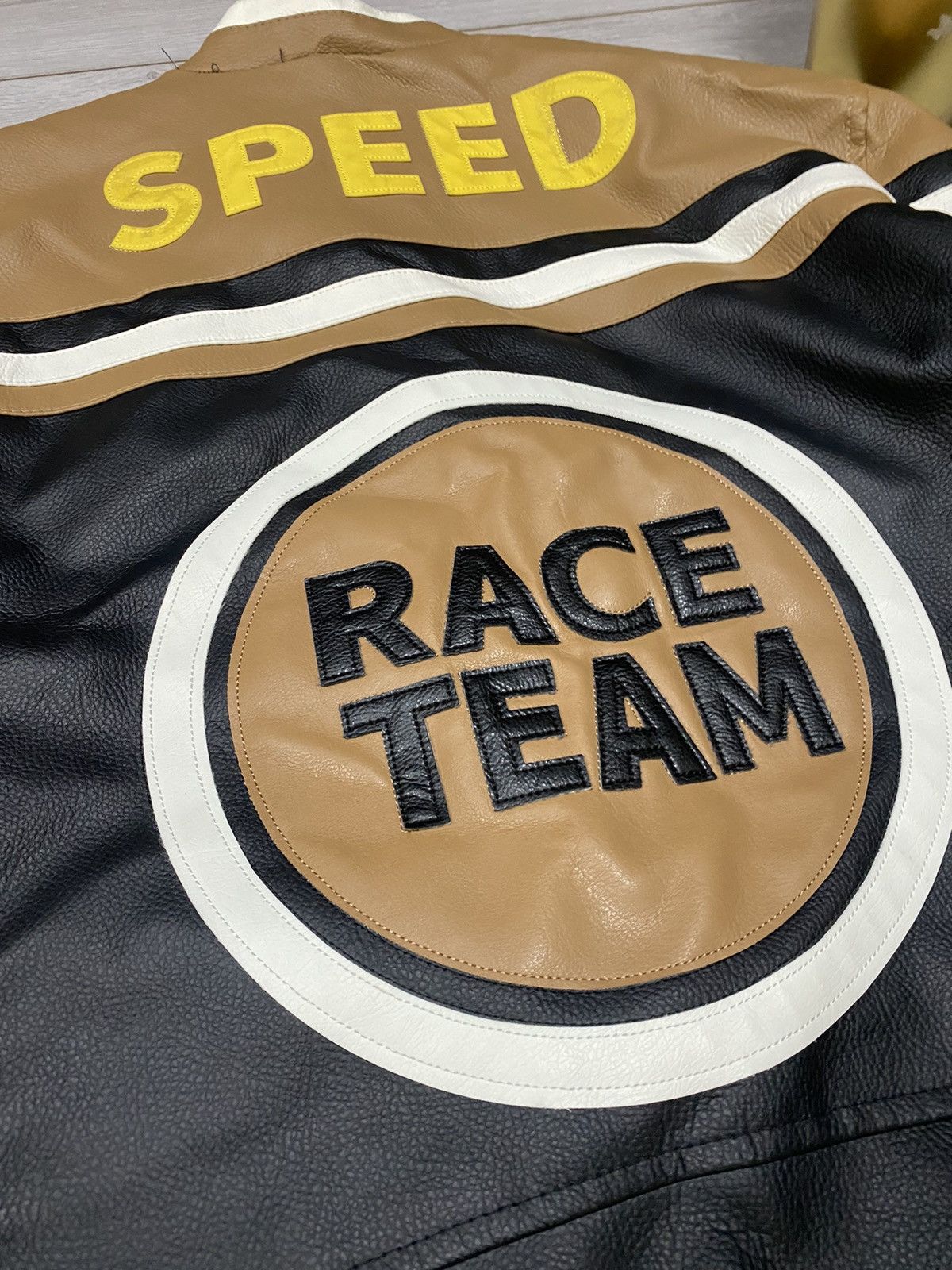 Vintage Race team speed badges eco leather jacket Size US L / EU 52-54 / 3 - 5 Thumbnail