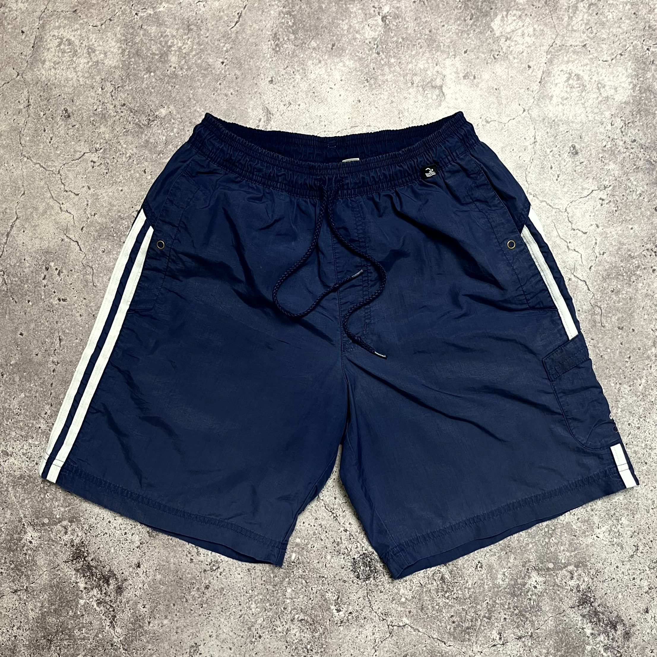 Adidas Y2K Adidas Navy Blue Shorts Striped Cargo Pocket Size S Size US 31 - 1 Thumbnail