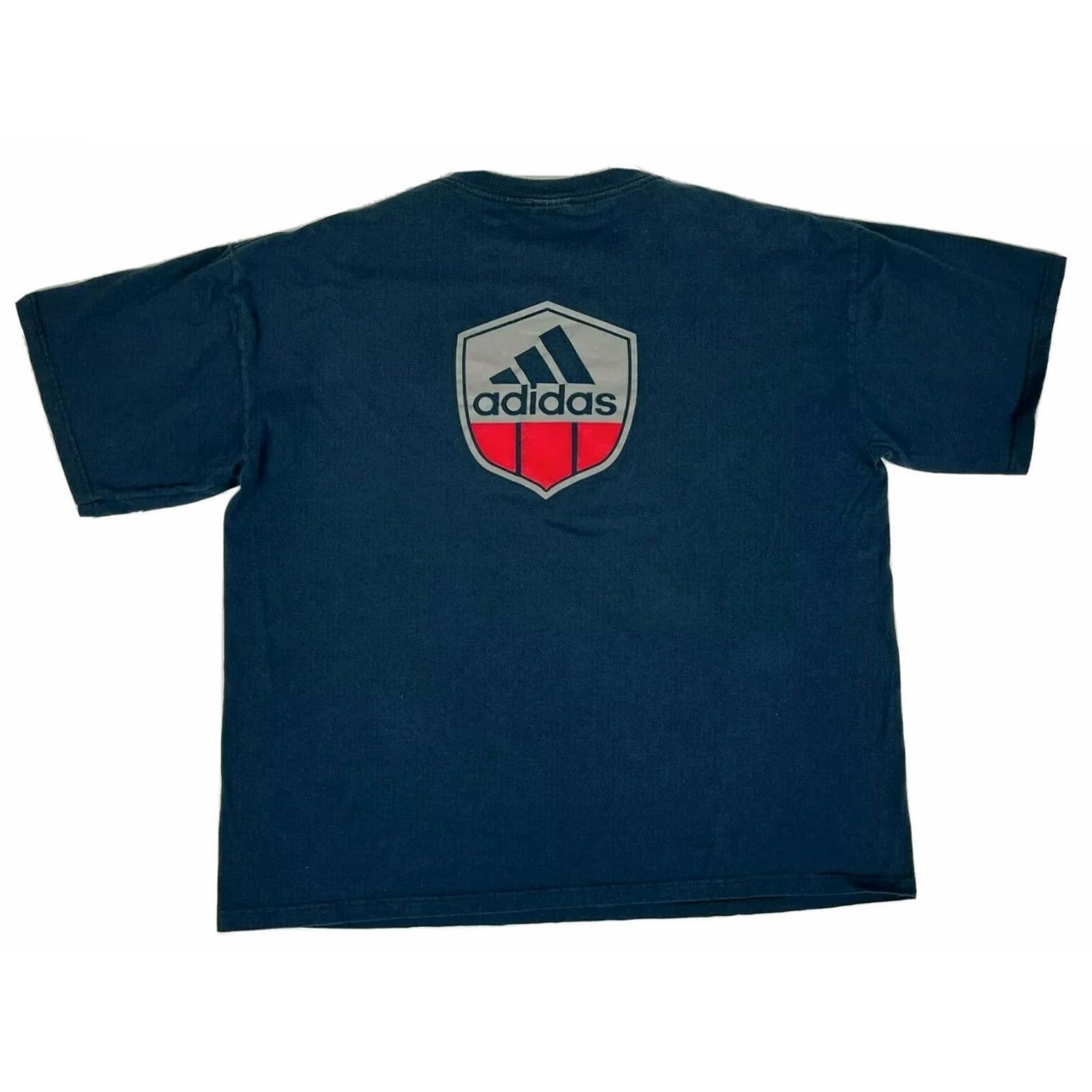 Adidas VINTAGE Adidas T-Shirt Men’s 90s Double-Sided Made in USA XL Navy Blue Cotton Logo Crew Neck Short Sleeve Size US XL / EU 56 / 4 - 2 Thumbnail