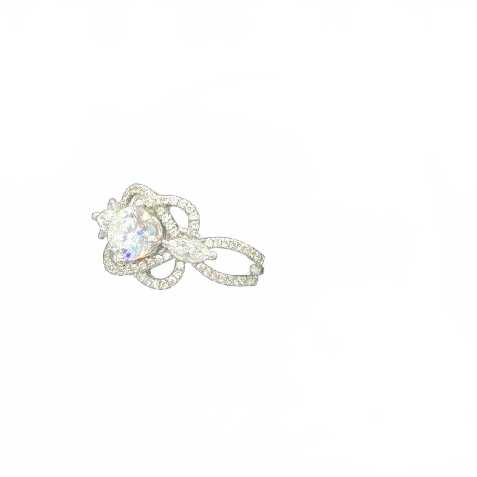 Other 14K White Gold Cubic Zirconia CZ Cocktail Statement Ring QCD Size ONE SIZE - 4 Thumbnail