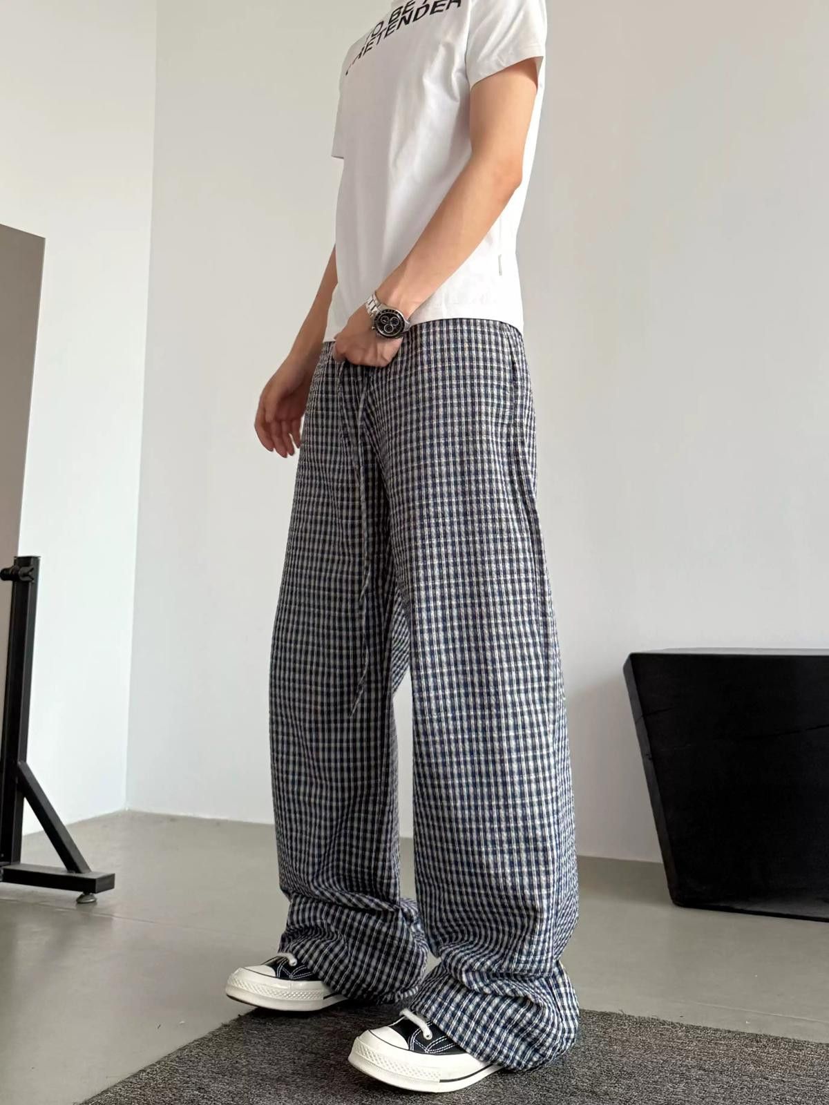 Japanese Brand Plaid Loose Wide Leg Pants / Trousers Size US 32 / EU 48 - 1 Thumbnail