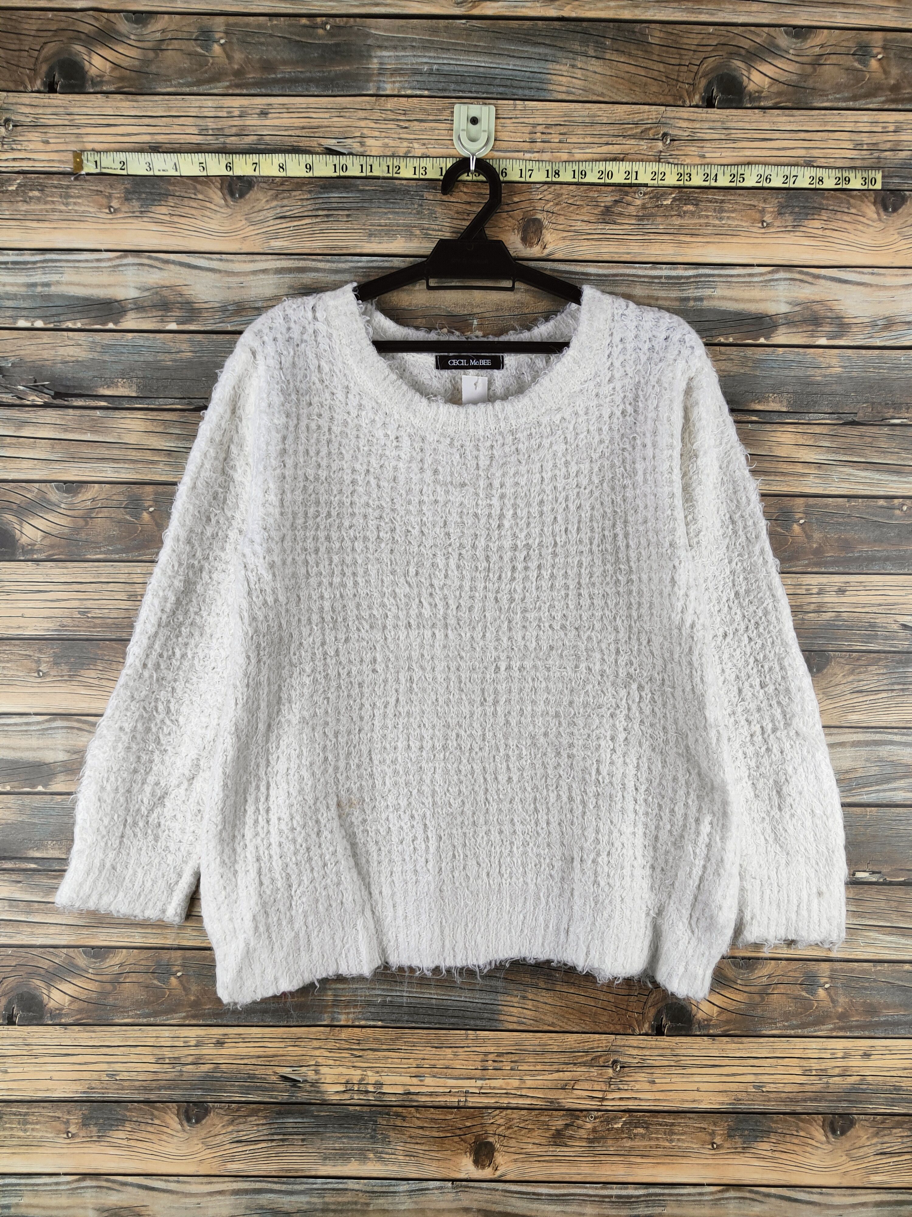 Japanese Brand DL Cecil McBee White Fur Mohair Knitwear #46-969 Size M / US 6-8 / IT 42-44 - 1 Thumbnail