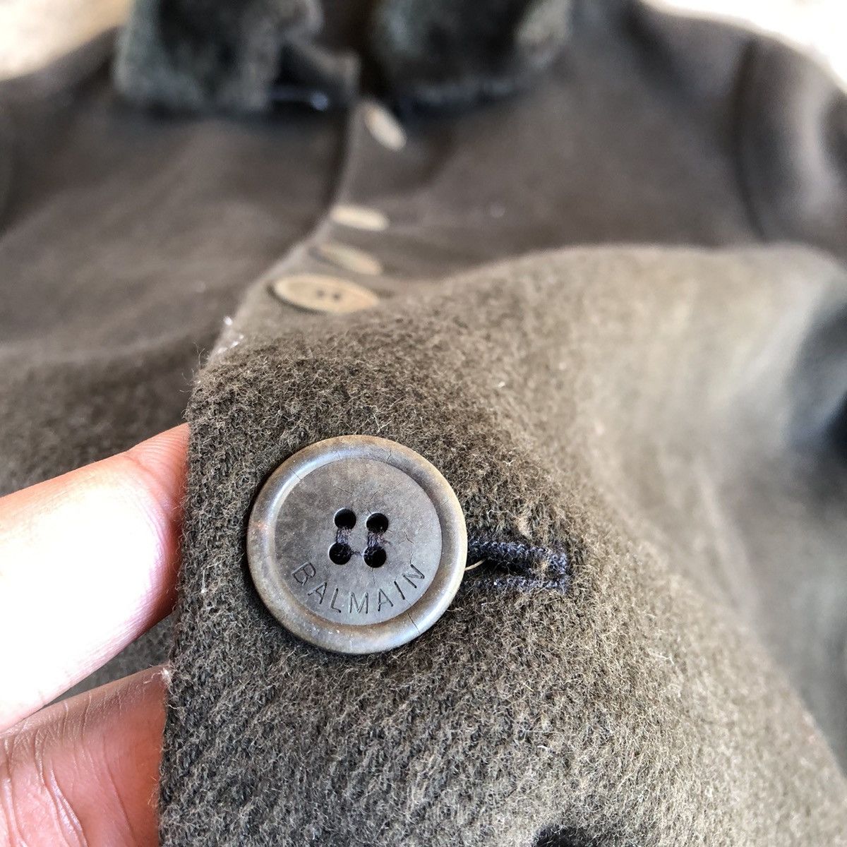 Balmain ❤️Authentic❤️Balmain Handmade Sherpa Collar Wool Heavy Jacket Size US M / EU 48-50 / 2 - 11 Thumbnail