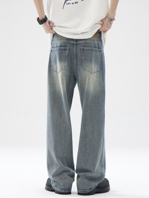 Japanese Brand Men's American Retro Washed Distressed Straight Leg Jeans Size US 32 / EU 48 - 4 Thumbnail