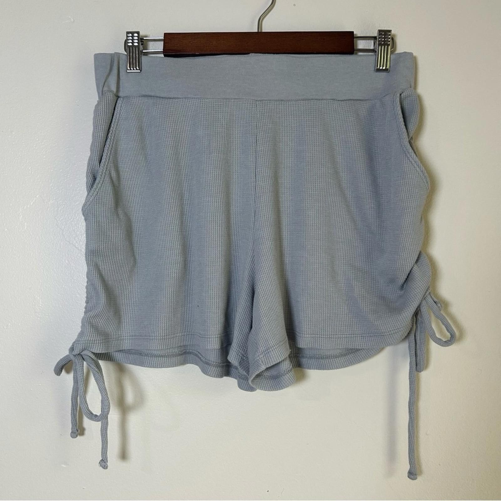 Sunday Works Sundry Womens Blue Waffle Knit Drawstring Lounge Shorts Size 28" / US 6 / IT 42 - 1 Thumbnail