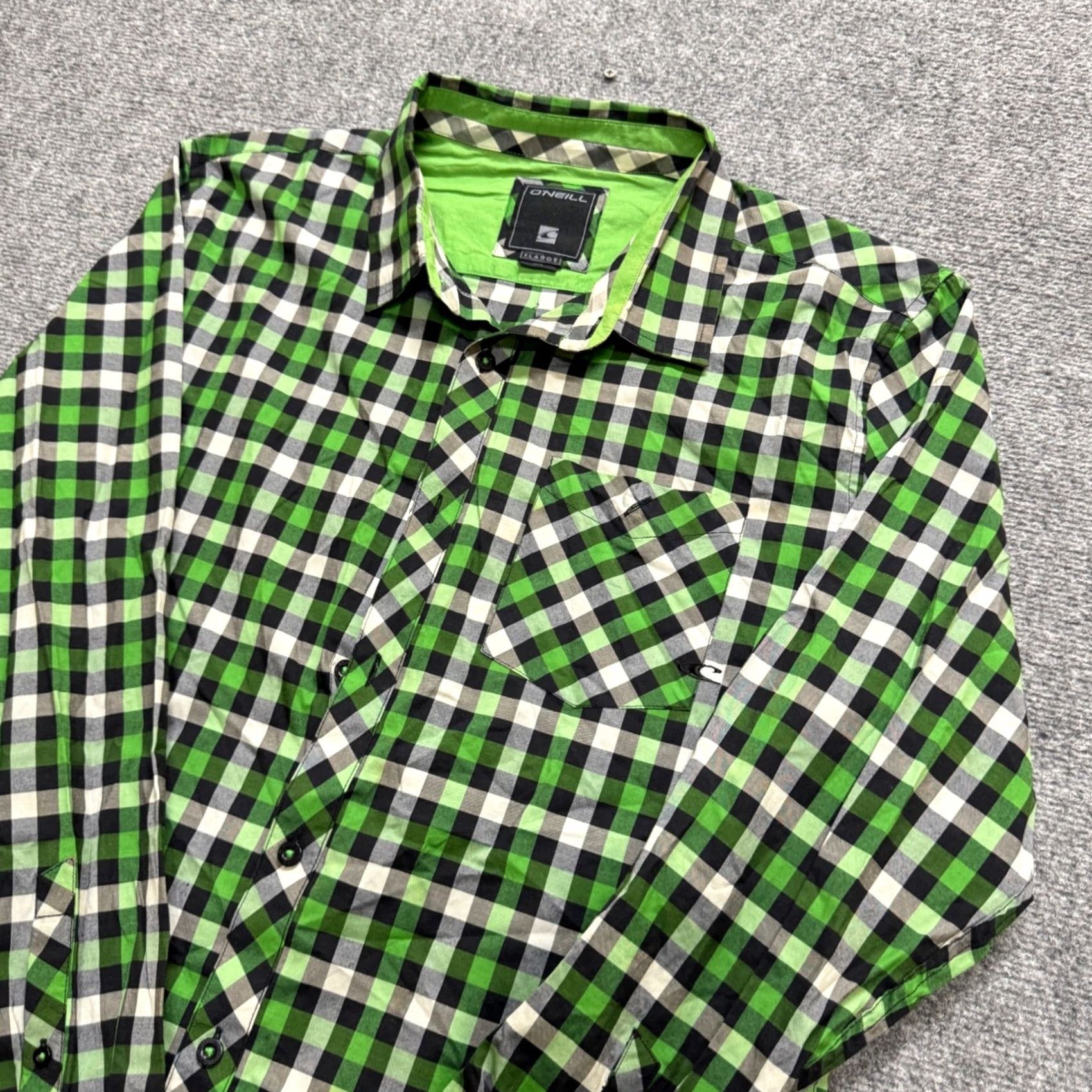 Vintage VINTAGE Unbranded Plaid Button Up Shirt XL Long Sleeve Green Black Striped Y2K Mens Size US XL / EU 56 / 4 - 2 Thumbnail