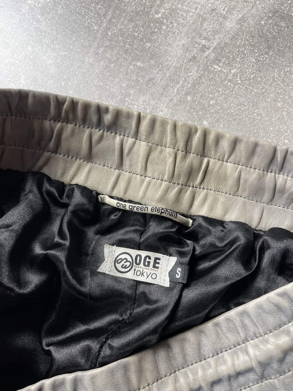 Other One Green Avant Garde Leather Elephant Dyed Pants Cement Size 29" - 9 Thumbnail