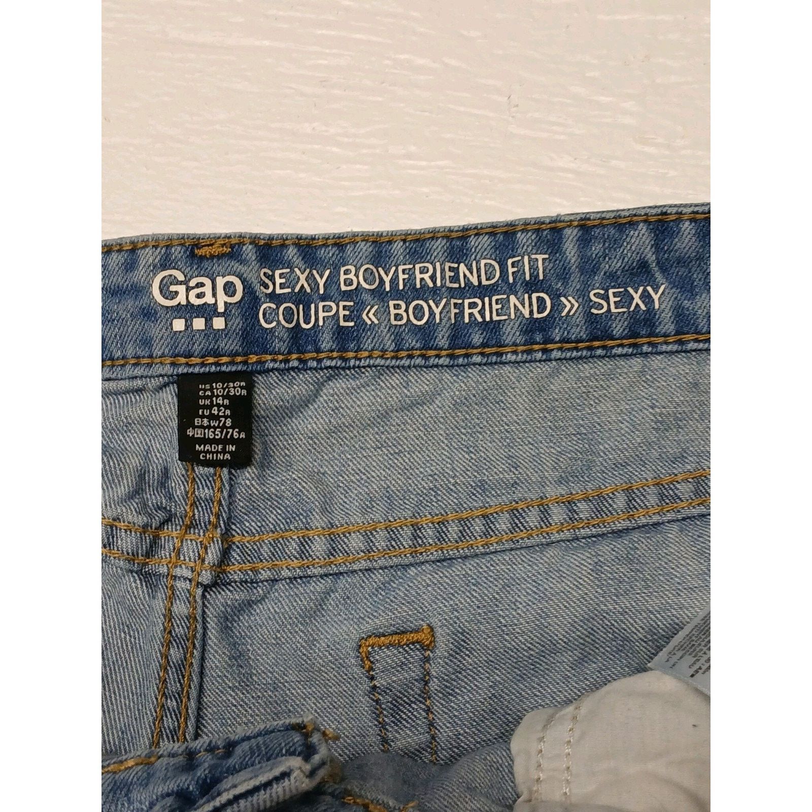 Gap Gap Sexy Boyfriend (10) Relaxed Fit Ripped Blue Denim Jeans Size 32" / US 10 / IT 46 - 4 Thumbnail