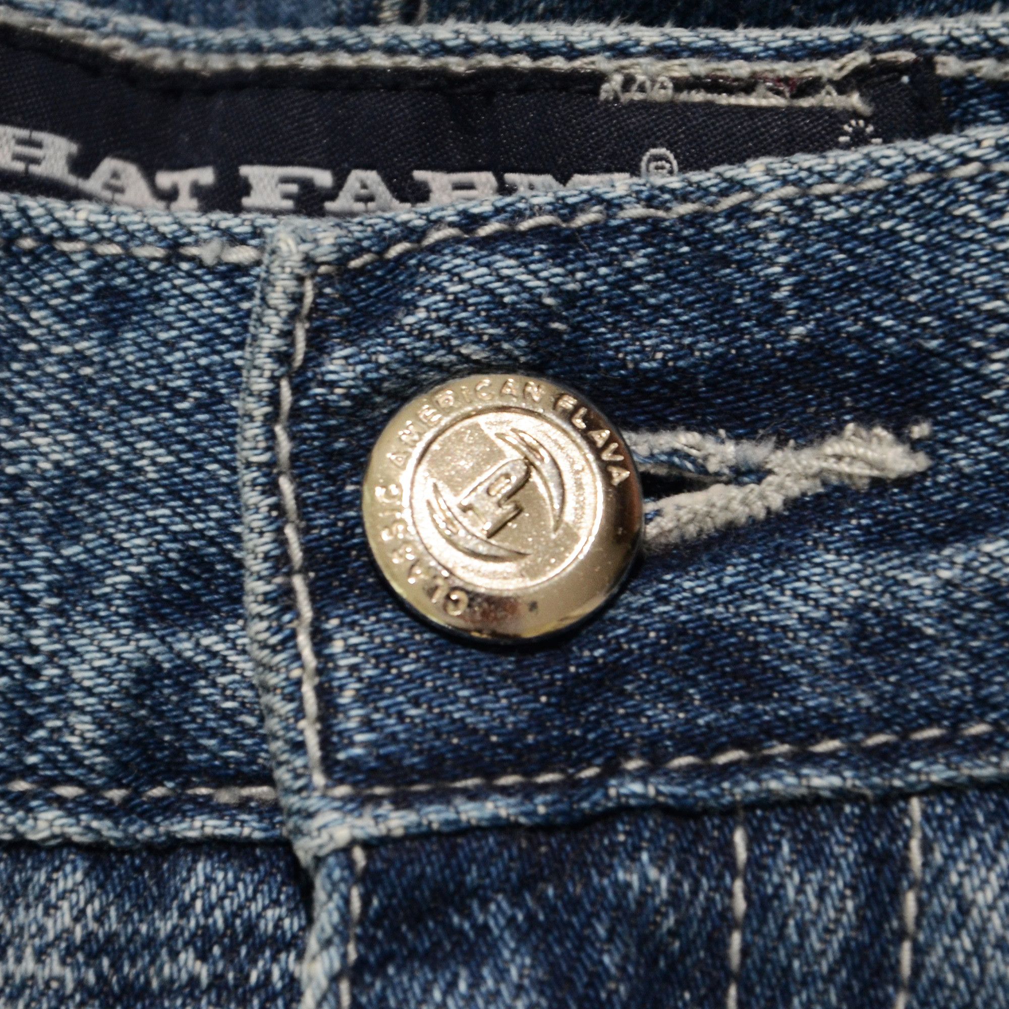 Phat Farm [Folding Color Defects] PF Denim Shorts 90s Streetwear Size US 36 / EU 52 - 11 Thumbnail